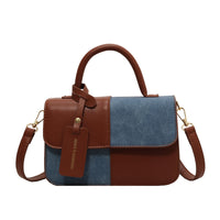 Crossbody Shoulder Bag With Contrasting Color Patchwork Compact Square Handbag