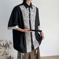 Chinese-style Zhongshan Suit Tang Suit Mandarin-button Ice-silk Short-sleeve Shirt