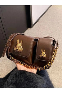Women Baguette Bag With Squirrel Accessory Design Stylish Shoulder Handbag