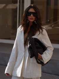 Casual, Stylish, Professional Striped Blazer And Pants Set With A High-end Finish