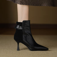 Autumn And Winter New French Retro Bow Spliced High Heels