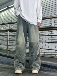 Distressed Pants Heavy Drape Loose-fitting Wide-leg Trousers