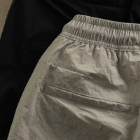 Trendy Drawstring Straight Khaki Workwear Shorts