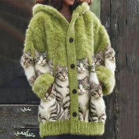 Womens Mid-Length Plush Cartoon Hooded Coat