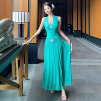 Womens French-style Halterneck Beaded Dress
