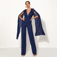 Chiffon long sleeved sexy back jumpsuit