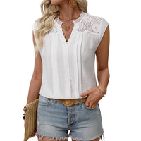 Lace-panel Shirt Top Cross-border Export V-neck Blouse