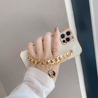 Mobile Phone Shell Plating Bracelet Pearl Hole