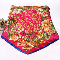 Spring And Autumn Women's Printed 90 Large Kerchief Artificial Silk Floral Scarf