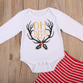 Children's Deer Head Top Red And White Striped Trousers Suit