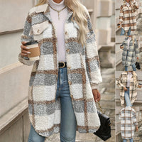 Lapel Colorblock Plaid Jacket New Design Sense Padded Coat Women's Clothing