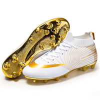 High Top Football Shoes With Long, Broken Nails And Gold Football Shoes