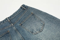 Washed Bright White Denim Five-point Pants Men's Punk