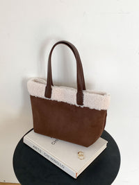 Retro Plush Turned-Over Hem Patchwork Suede Bag