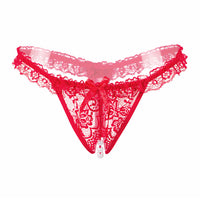 Thong Women's Pearl Massage Transparent Low Waist