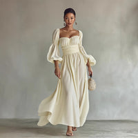 Puff Sleeves Ruched Waist Gothic Dress