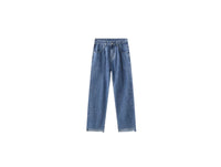 Retro Casual Irregular Slit Simple Jeans