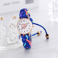 Korean Style Macaron Color Color Handmade Braided Bracelet Peach Heart Watch
