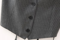 Women's V-neck Backless Pinstripe Vest
