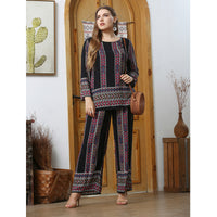 Euro-American Classic Retro Printed Crew-Neck Loose Loungewear
