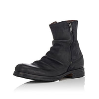 Round Toe Retro Side Zipper Thick Heel Casual Men's Short Boots