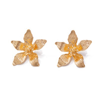 Liquid Metal Pleated Flower Stud Earrings