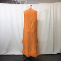 Denim-style Casual Patchwork Fringed Dress