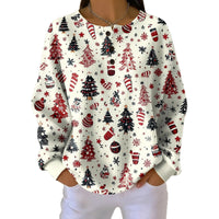 Retro 3D Digital-Print Three-Button Stand-Up Collar Sweater