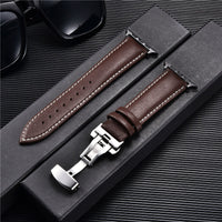 Suitable For Watch First Layer Leather Butterfly Buckle Strap