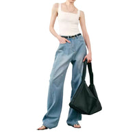 Sickle Wide Leg Thin Jeans Deconstructed Casual Loose Banana Pants