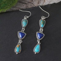 Retro Geometric Triangle Gemstone Earrings