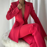 Fashionable And Elegant Flared Pants Suit Two-Piece Set For Women