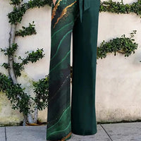 Women's Fashion Printed Long Sleeve Lapel Loose Casual Jumpsuit