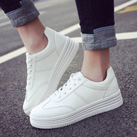 New Spring Thick White Shoes Casual Shoes Female Korean Female Leather Shoes Solid Platform Shoes
