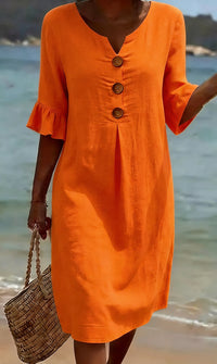 Summer Womens Solid Colored Cotton Dress