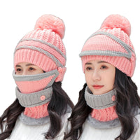 Warm knitted cotton hat suit
