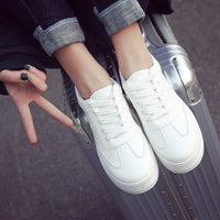 New Spring Thick White Shoes Casual Shoes Female Korean Female Leather Shoes Solid Platform Shoes