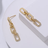 French Geometric Tassel Micro Zircon-inlaid Pendant Earrings