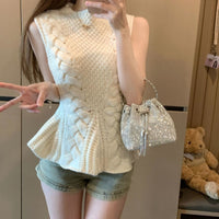 Knitted Chic Waist-Cinching Cable-Knit Sleeveless Vest