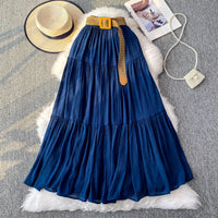Mid-length Casual High Waist Slimming Large Hem Puffy Cake Dress