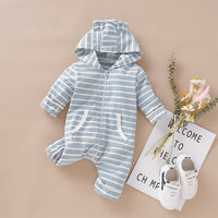 Blue cotton stripe jumpsuit