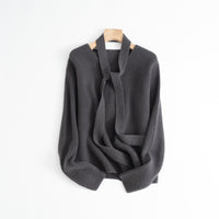 Halter Ribbon Raccoon Velvet V-neck Sweater