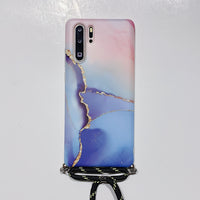 Marble pattern phone case with lanyard