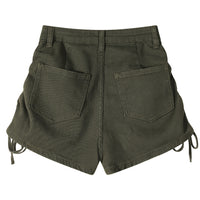 Denim Wide Leg Drawstring Design High Waisted Shorts