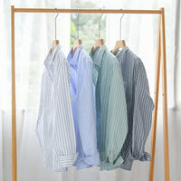 Oxford Japanese Style Shirt Cotton Clothes Leisure Iron-free Stripes