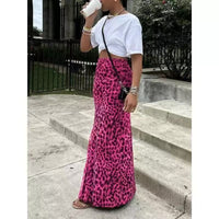 Leopard Print Women's High Waist Elegant Graceful Slimming Skirt