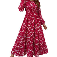 New Vintage Print Long-sleeve Dress