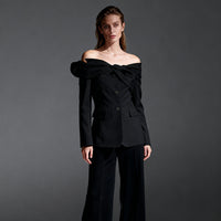 French-style Off-shoulder Blazer Womens Short Style