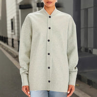 Women's Fashion Solid Color Single Breasted Baseball Collar Jacket