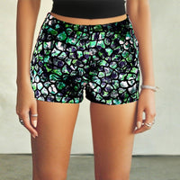 Elegant Slimming Statement Print Color Block Sizzling Hot Shorts For Women